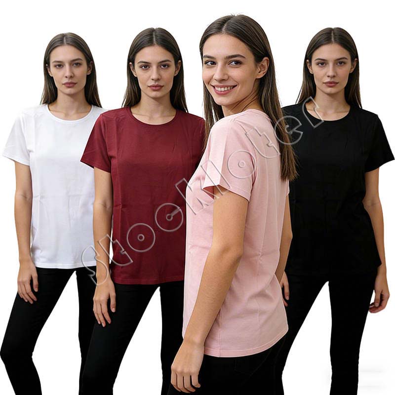 Clearance stock ladies basic t shirts